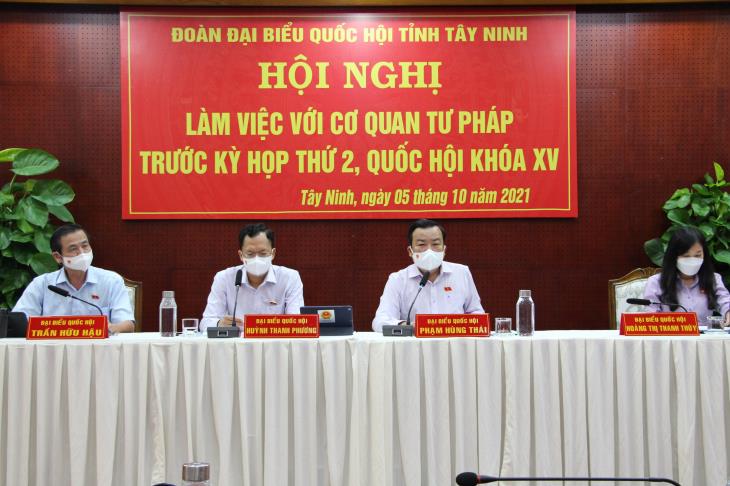 Đoàn đại biểu Quốc hội tỉnh Tây Ninh: Làm việc với các cơ quan tư pháp trước kỳ họp thứ 2, Quốc hội khóa XV